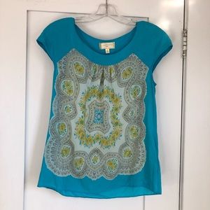 Anthro Moulinette Soeurs Blue Silk Blouse